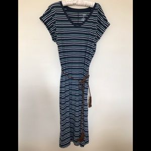 MAXI DRESS WITH VEGAN LEATHER BRAIDED BELT